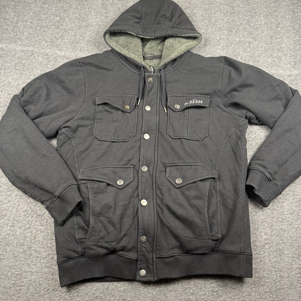 Klim Military Hoodie Mens XL Black Jacket Fleece Sherpa Lined Snow Winter Pocket